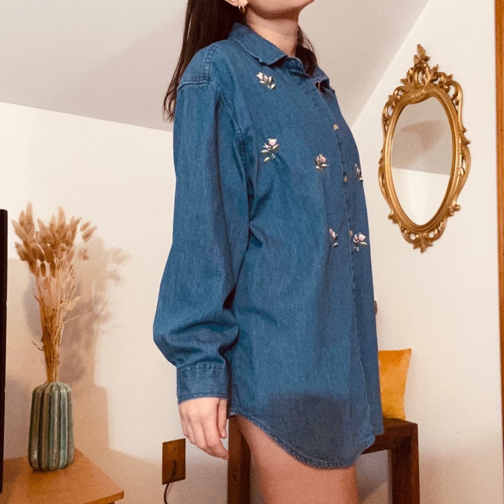 Button-down denim shirt